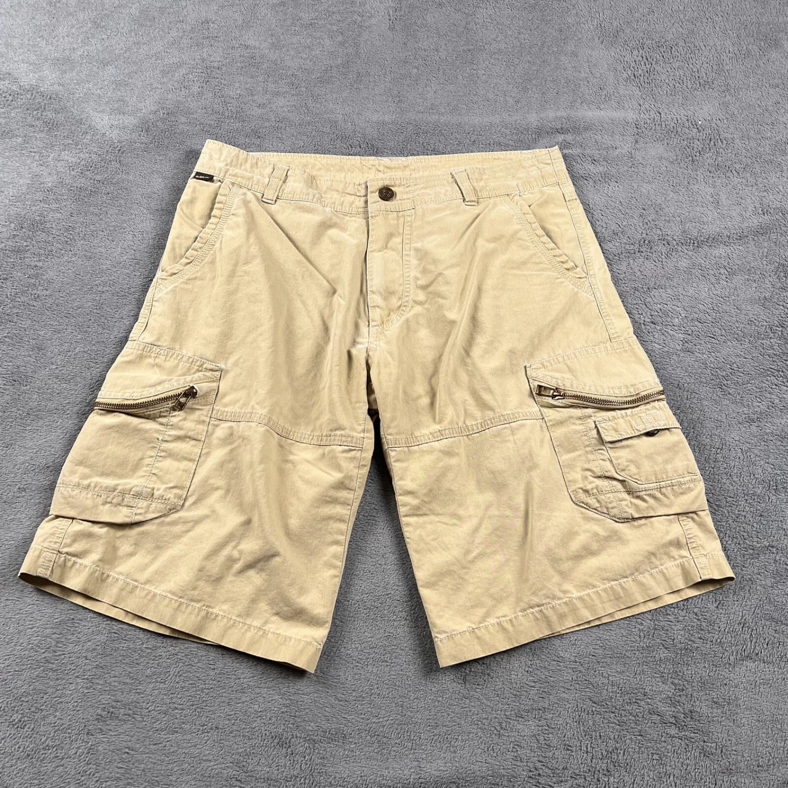 Kuhl Cargo Shorts Kourage Gorpcore Climbing Hiking Camp Mens Yellow size 34 Fish