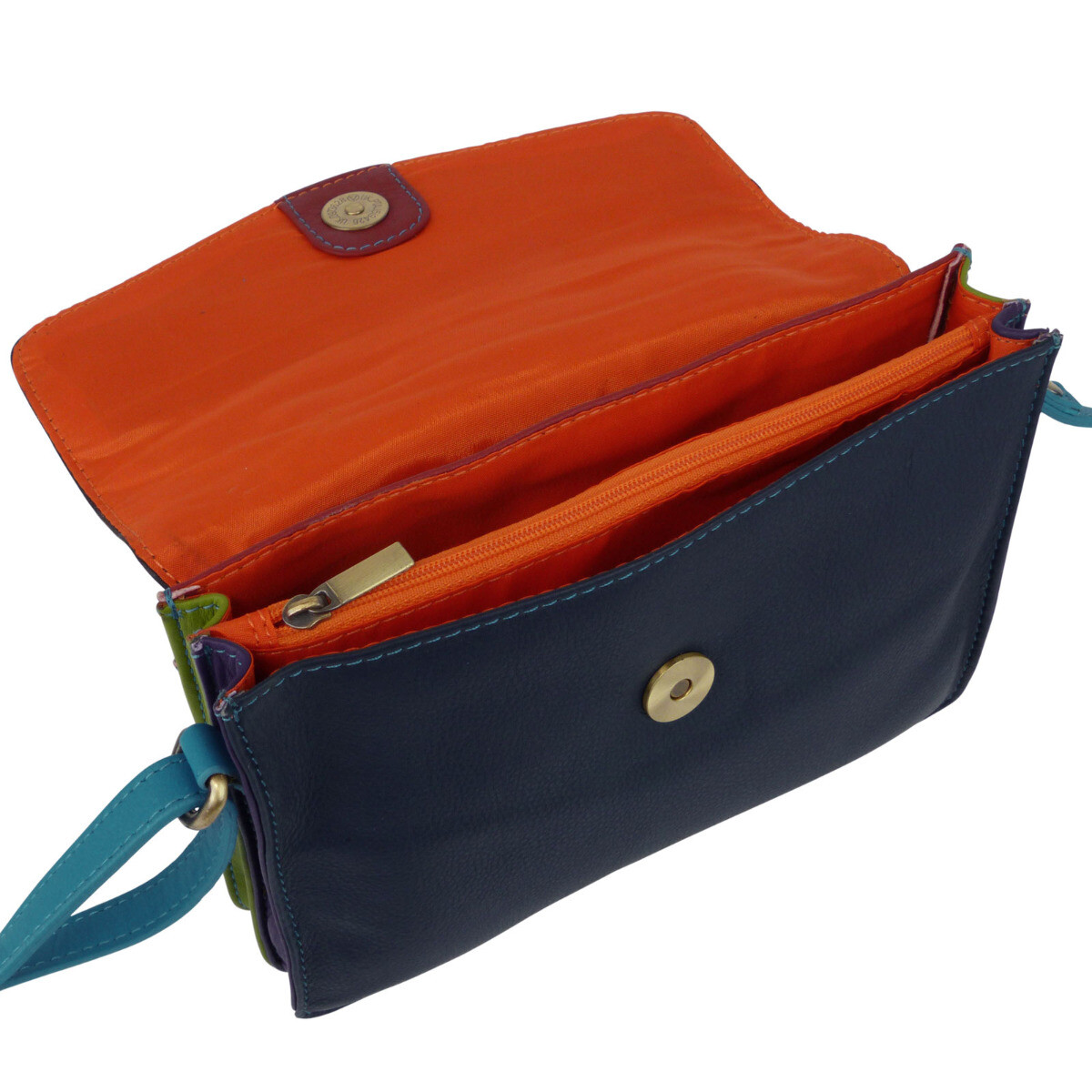 Rowallan of Scotland Ladies Leather Mini Rainbow Flap Over Cross Body