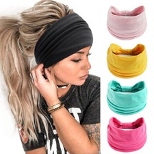 Women Headscarf Wide Large Super Hair Elastic Headband Band Vintage Extra Thick