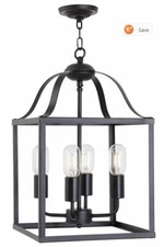 NIOB Melucee Cage Chandelier 4 Light Black Farmhouse Pendant Light Fixture