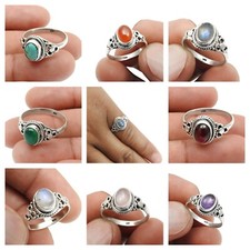 Trendy Elegant Rings Solid 925 Silver Natural Gemstone Jewelry Gift Women Girls