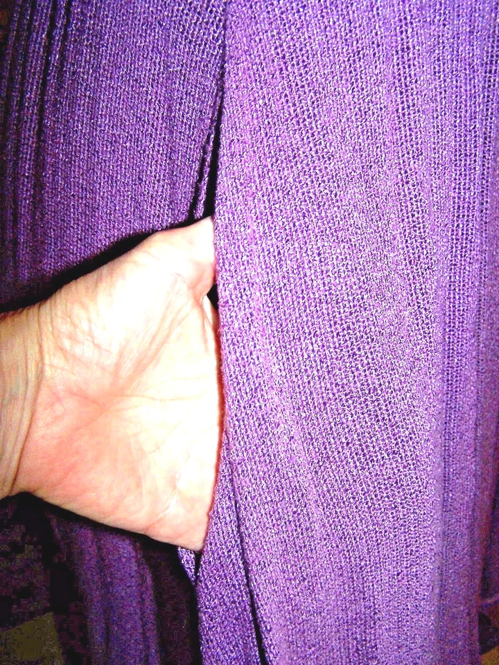 VESTIDO/Talla 4 Tejido CINTURÓN Manga Gorra SEMI TRANSPARENTE Púrpura SYBIL California Foto 3 de 4