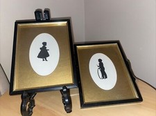 ??Vintage framed glazed & oval Sihouette of a boy & girl