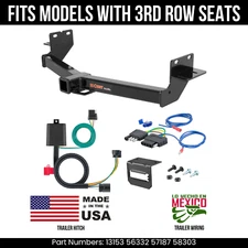 For 13-18 Hyundai Santa Fe Trailer Hitch w/ 5 Pin Wiring Fit 3rd Row Seats Curt