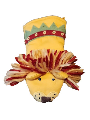 Pottery Barn Kids Yellow Lion Hand Puppet Yarn Mane Pretend Play Zoo Safari PBK