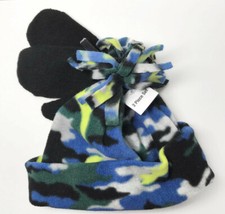 Blue Camo Little Kids Fleece Hat and Mitten Set