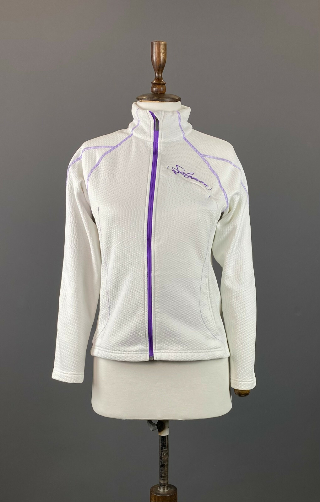 Maglione Salomon bianco full zip manica lunga Activewear sci pile taglia M