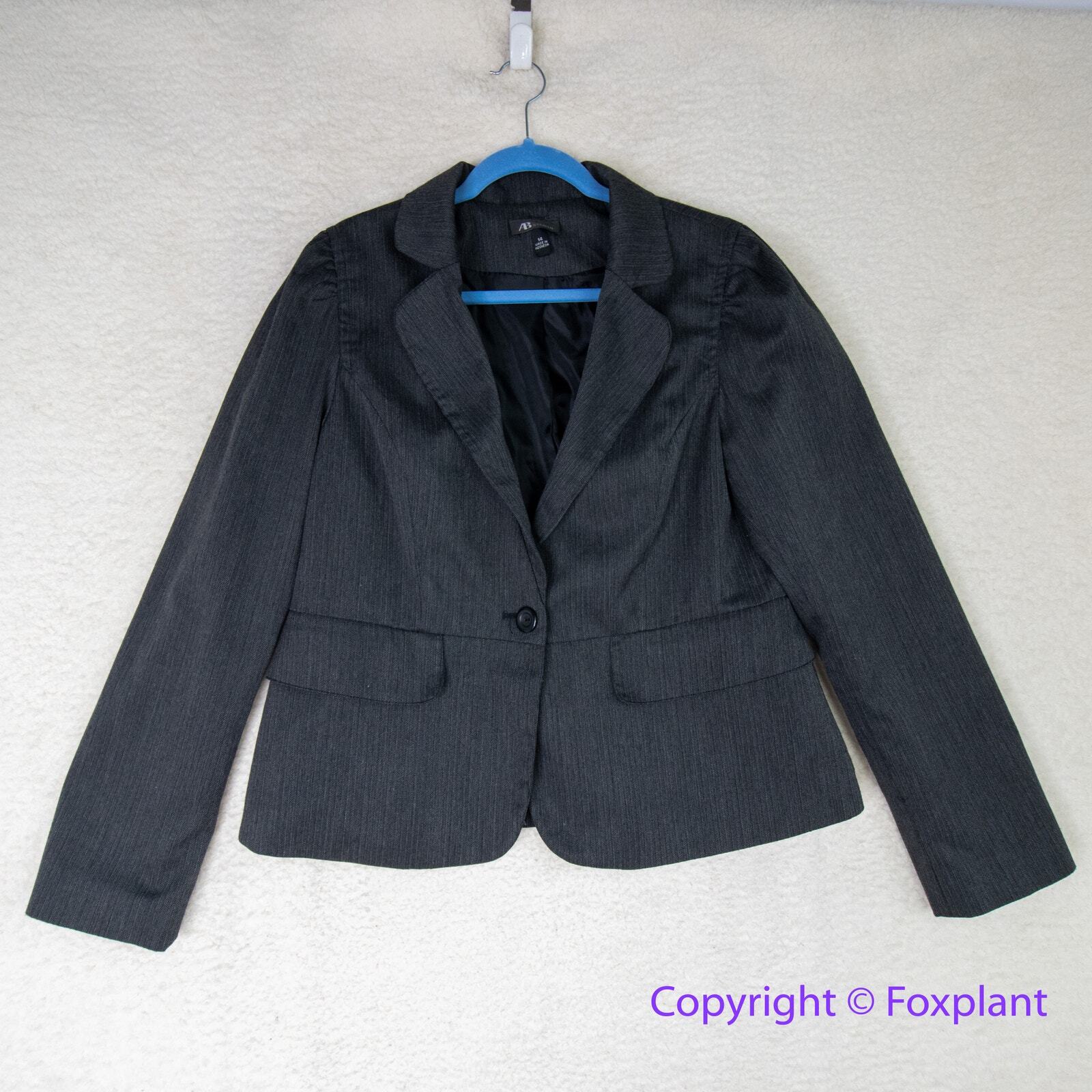 AB studio women's blazer one button front back slit, size 14