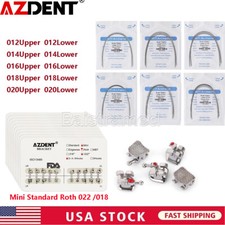 AZDENT Dental Ortho Braces Brackets Mini Roth.022 Hook 345/Arch Wire Niti Round