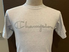 Vintage 80's Champion Logo Grey T Shirt Size M