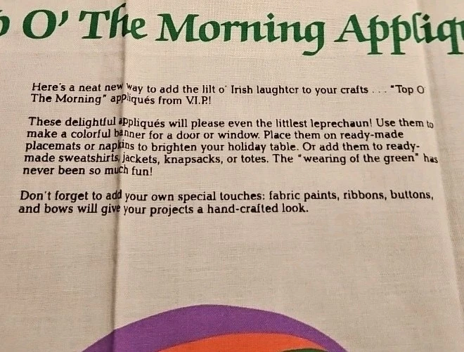 圣帕特里克节织物面板贴花 Leprechaun VIP Cranston 19 x 44 英寸 FSHIP — 第 4/4 张图片