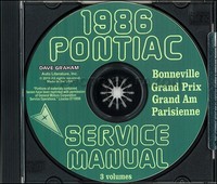 1986 Pontiac Shop Manuell Und KöRper Cd Grand Prix Parisienne Bonneville Am