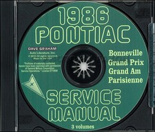 1986 Pontiac Shop Manual And Body Cd Grand Prix Parisienne Bonneville Grand Am