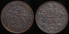 1918 Netherlands 2 1/2 cent Top Condition