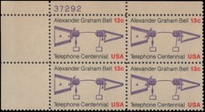 US #1683 MNH plate block of 4, 13c Alexander Graham Bell
