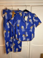 Cyberjammies Sierra Pinapple Print Pyjama Set, Trousers & Short Sleeve Top, Uk8
