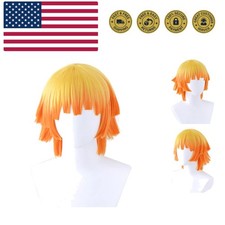 Demon Slayer Cosplay Wig Costume Halloween Wigs for Women Men Agatsuma Zenitsu