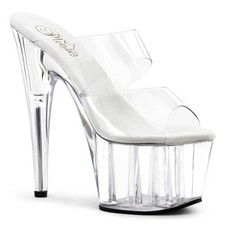 Pleaser High Heel Platform Mule With Double Clear Straps Adore 702