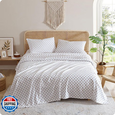 Indigo Ink Full Size 4-Piece Sheet Set - Fitted Flat Sheets Pillowcases Boho