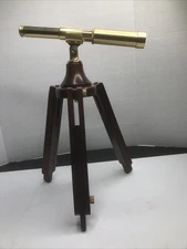 Brass Telescope Nautical Wooden Tripod Stand Maritime 1994Desk Décor/Bombay