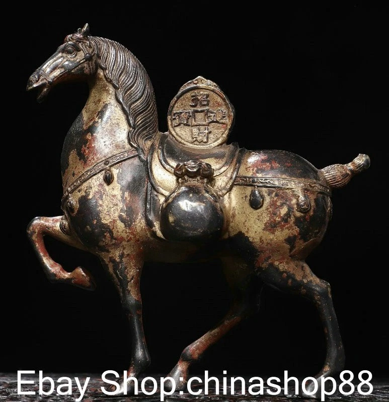 马中国风青铜雕像、雕像| eBay