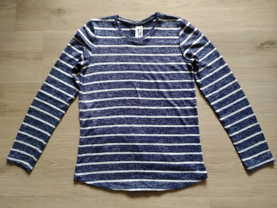 HERE+THERE C&A Pullover Longsleeve Shirt Gr. 158/164 XS/S blau weiß Ringel  TOP