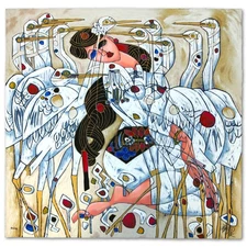 Jian Tie Feng- Silkscreen "Morning with Cranes"