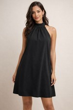 Nine West Little Black Dress Sleeveless High Neck Short Mini Trapeze Night Out