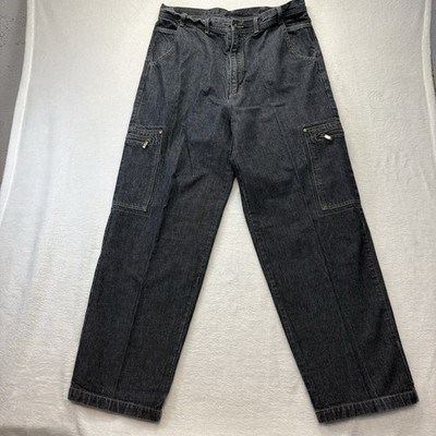 Damani Dada Jeans Men s 38 Dark Wash Denim Baggy Large Cargo Pockets 90 s Y2K
