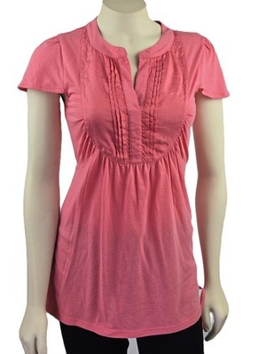 NWT Ann Taylor LOFT Salmon pink pleated flutter sleeve women's tunic Blouse Top