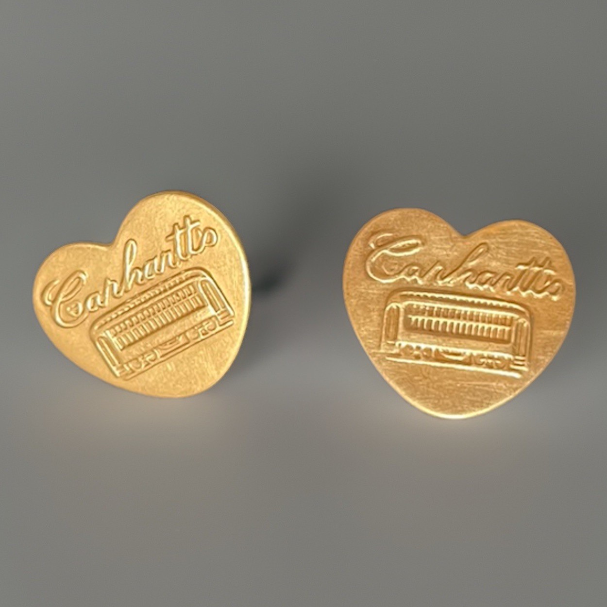 Antique VTG Carhartts Button Brass Metal Heart Trolley Uniform Workwear Lot Of 2