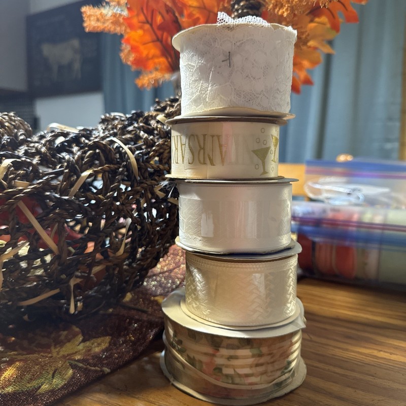 Wedding Anniversary White Floral Lace Lot 5 Spools Of Ribbon Crafts, Decor, Bows