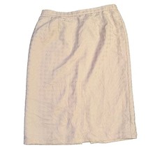 Vintage Women s 12W Ivory Houndstooth Jacquard Pencil Skirt Midi Lined