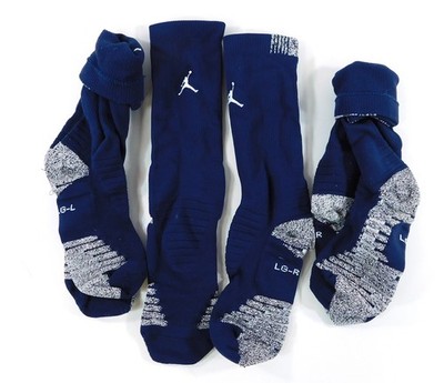 (3 Pairs) UNC Tar Heels Nike Jumpman Team Issued Navy Crew Socks (Size L) New