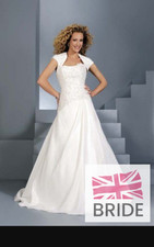 size 14 Ivory Strapless A-Line Wedding Dress Satin Beaded Lace Sleeveless