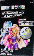 Monster High Valentines Day Exchange Cards Glowing Stickers Multi-Color 16 Pk
