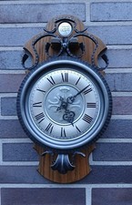 EUROPA Quartz "TEMPUS FUGIT" Wanduhr Eisen Holz m. JUNGHANS-Quartzuhrwerk Eiche