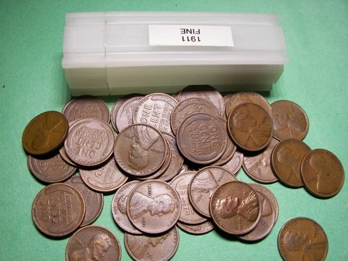 1911 Lincoln Cent Roll Fine & Better 50 Nice Collectible Coins
