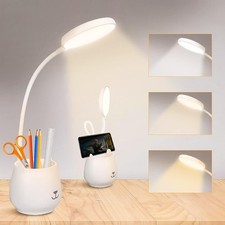 URAQT Desk Lamp, Eye-Caring LED Table Lamp with Phone Holder and Pen Pot, 3