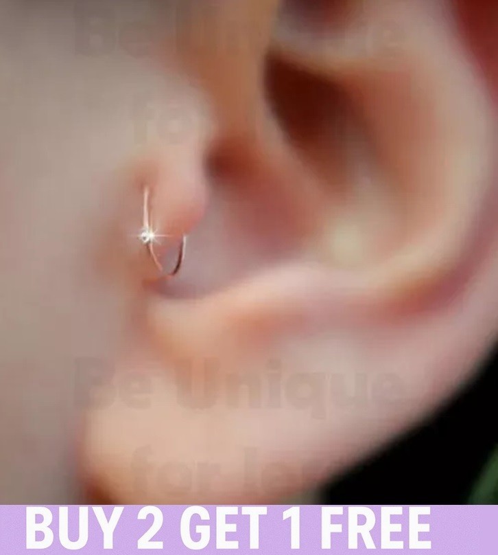 Aro nariz cartílago tragus cristal 1 diamante pendiente hélice anillo plata oro
