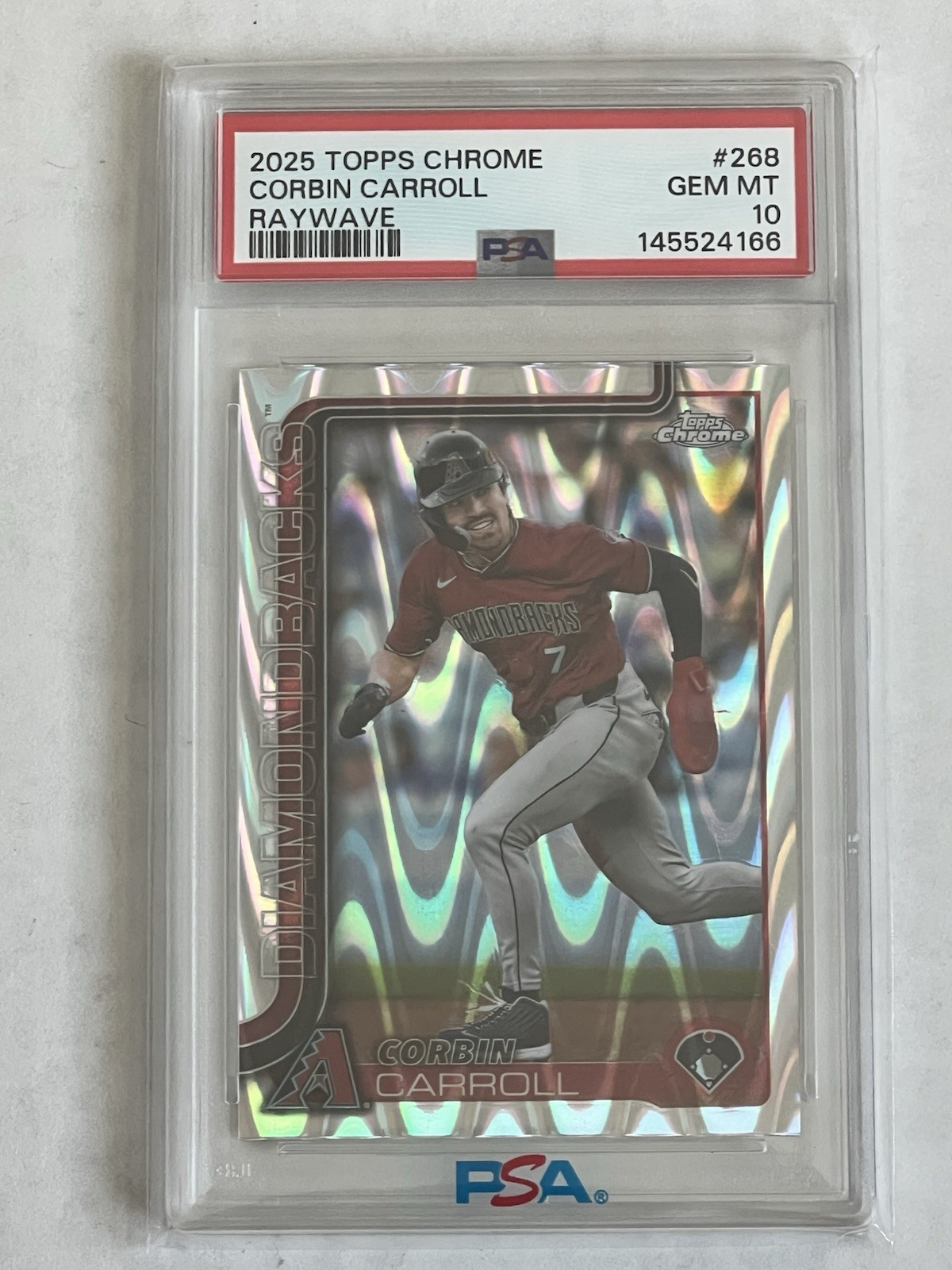2025 Topps Chrome - Corbin Carroll #268 RayWave Refractor (PSA 10) view 2