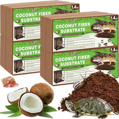 8 Pack Compressed Coconut Fiber Substrate for Reptile, 100% Organic Premium C...