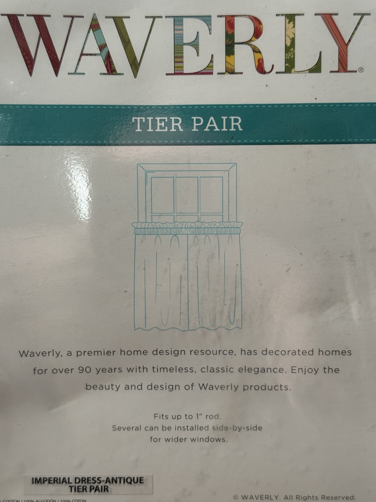 NEW Waverly Imperial Dress Antique Tier Pair Curtains L52"x24”