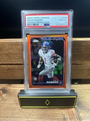 Malik Nabers  2024 Topps Chrome - Rookies #205 Orange Refractor /25 (RC) PSA 10