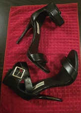 Steve Madden Marlenee 8 Spike Heel, Ankle Strap/Gold Buckle Shoe