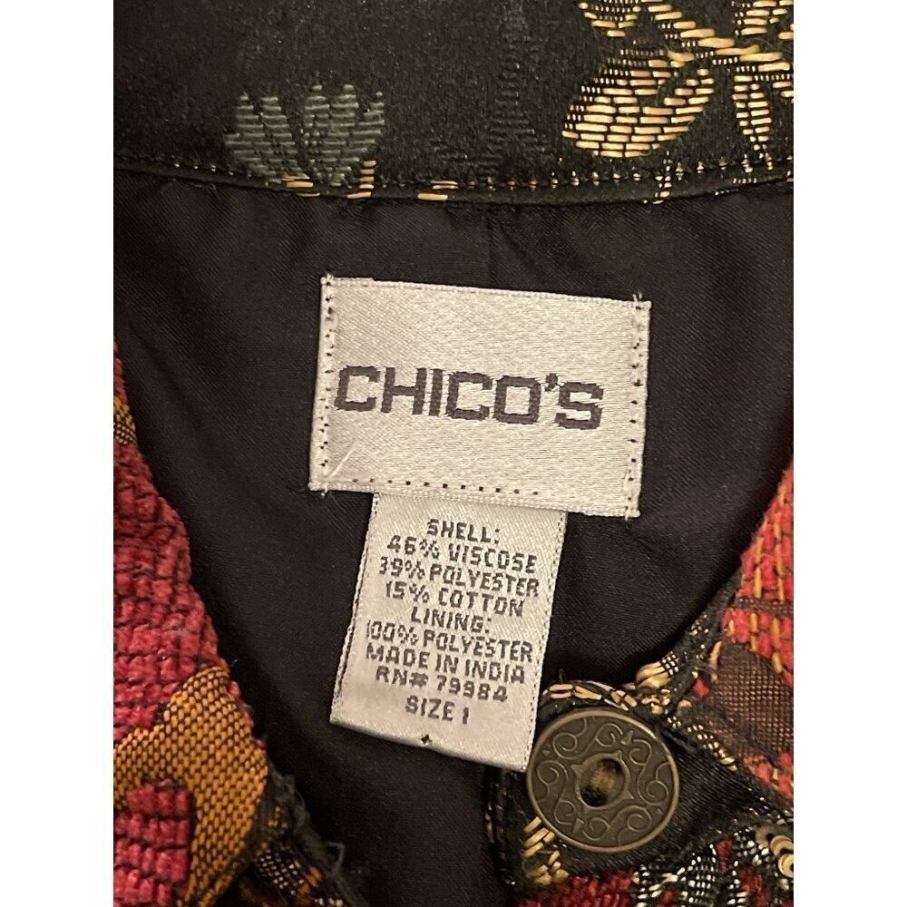 Chicos Patchwork Jacket Size 1 Multicolor Floral … - image 2