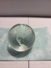 Frosted Clear Glass Earth World Globe Atlas Paperweight - 4  