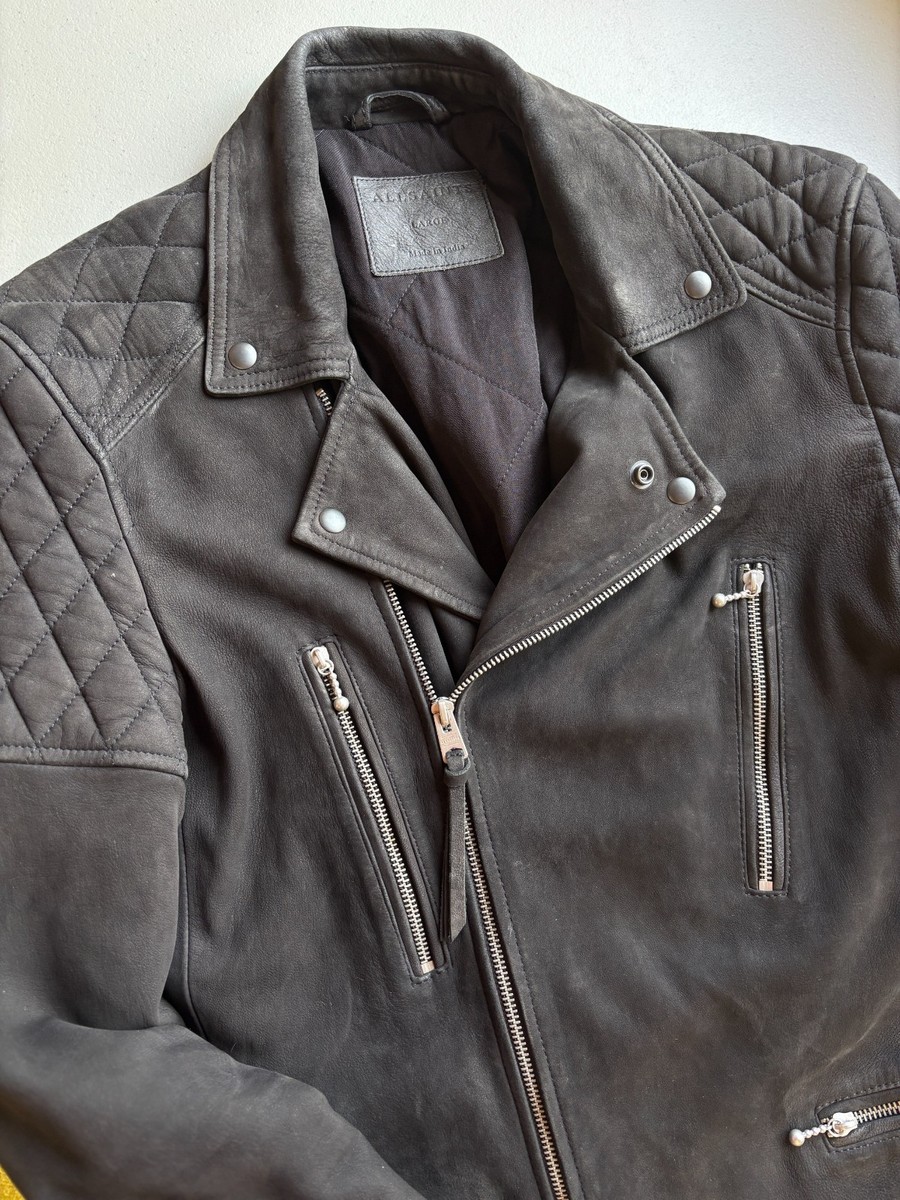 Allsaints Kenji Biker Sheep Suede Leather Jacket Size L | eBay