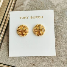 Tory Burch Rope Logo Gold Stud Earrings on-trend Jewelry