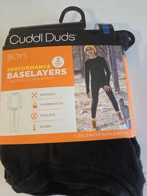 Boys Performance Baselayers By Cuddl Duds Longsleeve Crew And Pant Xl Fleece
